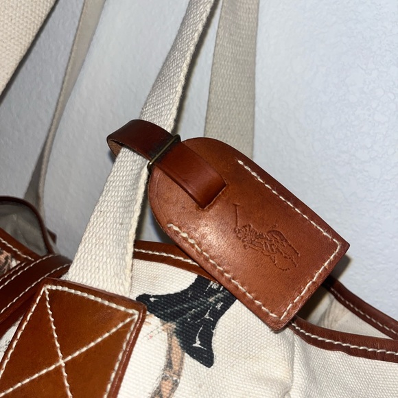 RALPH LAUREN Vintage POLO Player HORSE PRINT Tote bag Shopper Travel Bag - Picture 4 of 10
